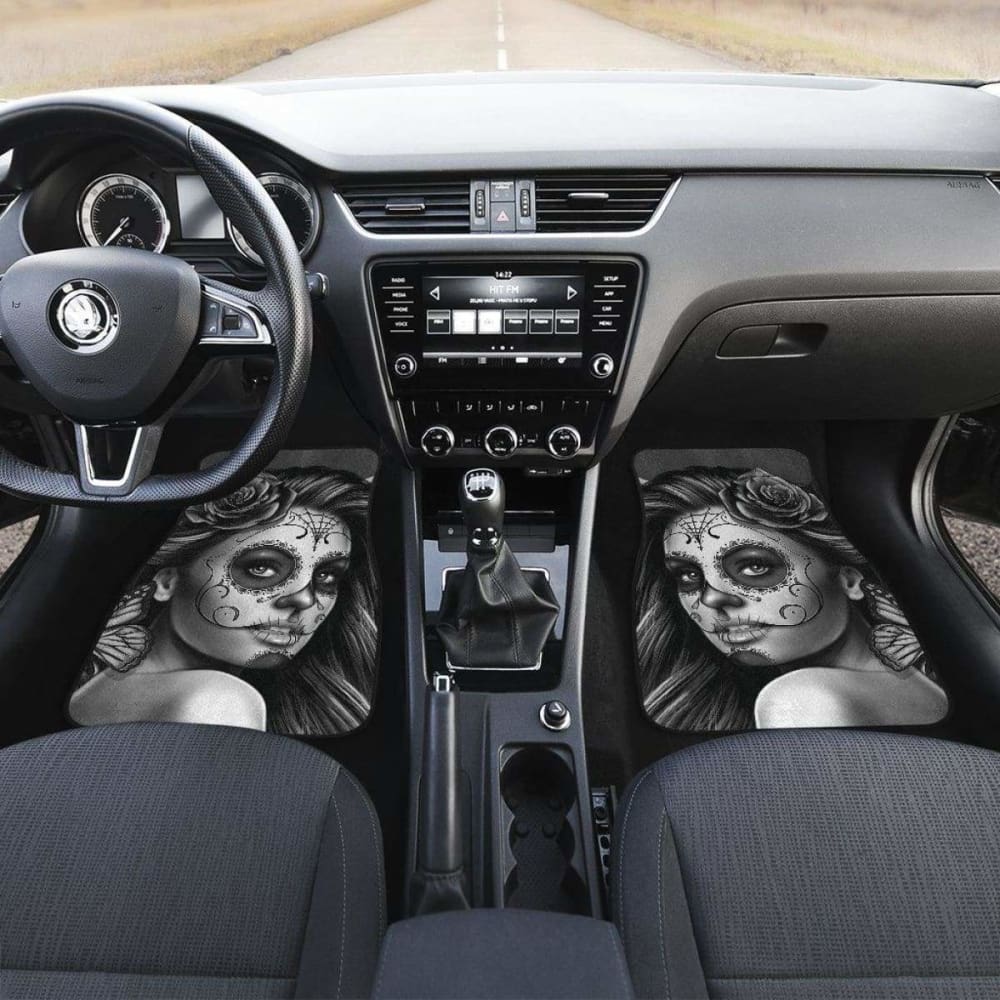 Calavera Girl - Black and White - Front and Back Car Floor Mats 101807