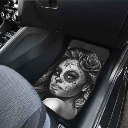 Calavera Girl - Black and White - Front and Back Car Floor Mats 101807