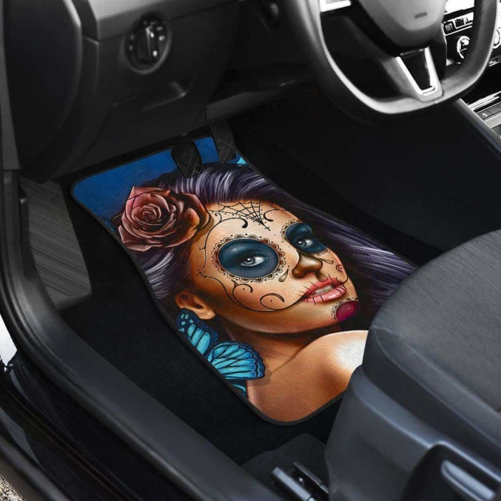Calavera Girl - Blue - Front and Back Car Floor Mats 101807