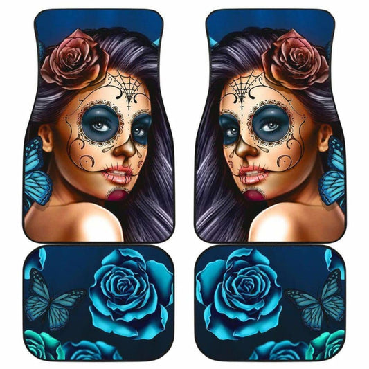 Calavera Girl - Blue - Front and Back Car Floor Mats 101807