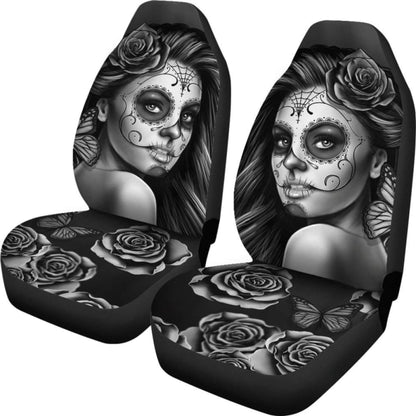 Calavera Girl - B/W - Car Seat Covers 101807