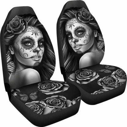 Calavera Girl - B/W - Car Seat Covers 101807