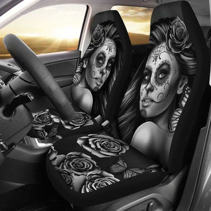 Calavera Girl - B/W - Car Seat Covers 101807