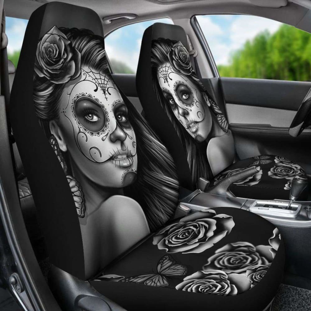 Calavera Girl - B/W - Car Seat Covers 101807