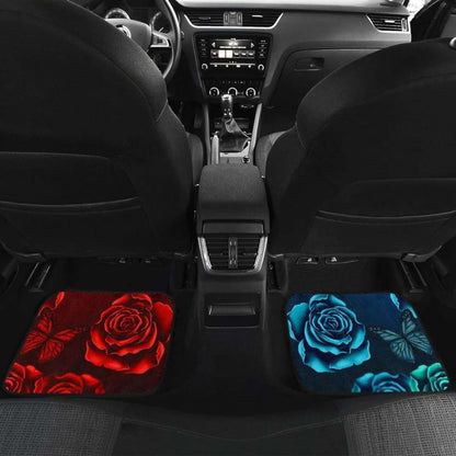 Calavera Girl Front and Back Car Floor Mats - Red and Blue 101807