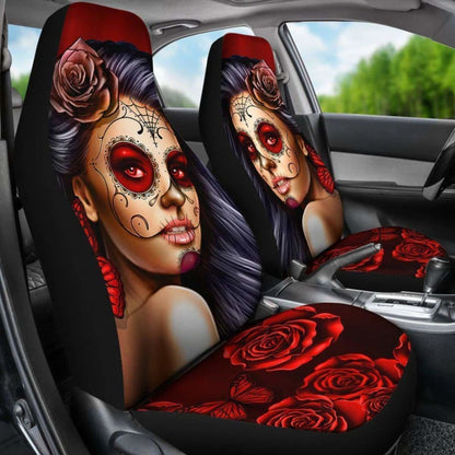 Calavera Girl - Red - Car Seat Covers 101807