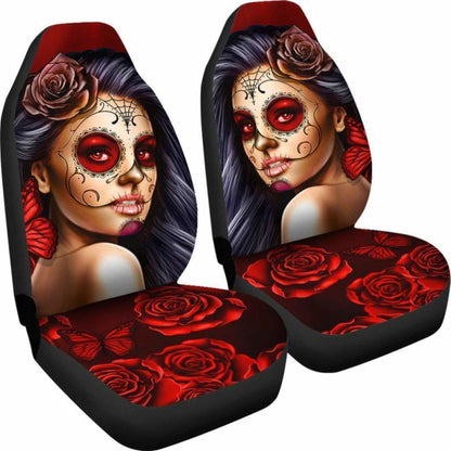 Calavera Girl - Red - Car Seat Covers 101807