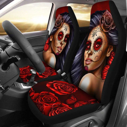 Calavera Girl - Red - Car Seat Covers 101807