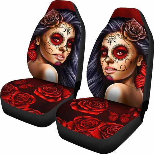 Calavera Girl - Red - Car Seat Covers 101807
