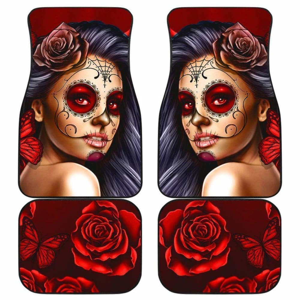 Calavera Girl - Red - Front and Back Car Floor Mats 101807