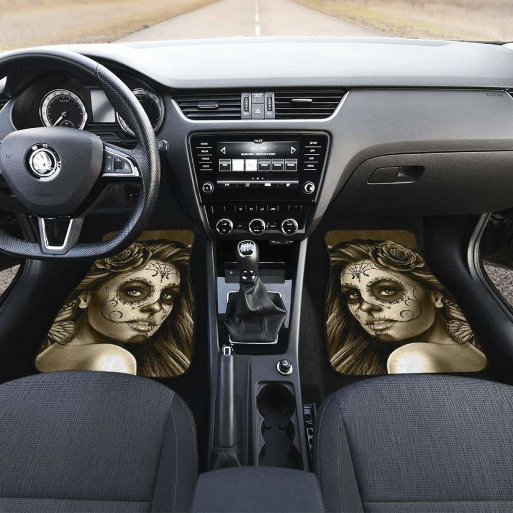 Calavera Girl - Sepia - Front and Back Car Floor Mats 101807