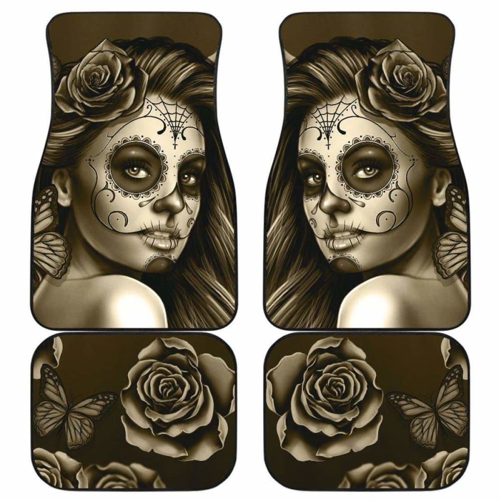 Calavera Girl - Sepia - Front and Back Car Floor Mats 101807