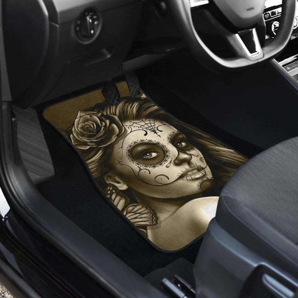 Calavera Girl - Sepia - Front and Back Car Floor Mats 101807