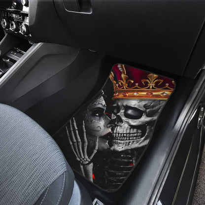 Calavera Sugar Skull King And Queen Kissing Car Floor Mats 210301 - YourCarButBetter