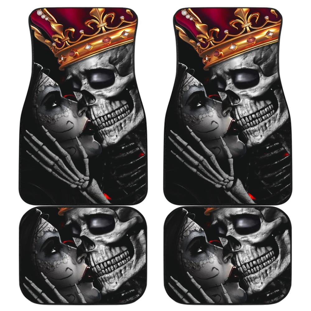 Calavera Sugar Skull King And Queen Kissing Car Floor Mats 210301 - YourCarButBetter