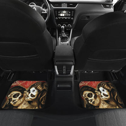 Calavera Sugar Skull Valentine Lovers Car Floor Mats 210301 - YourCarButBetter