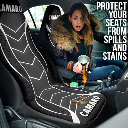 Camaro Flat Black Car Seat Covers 210901 - YourCarButBetter