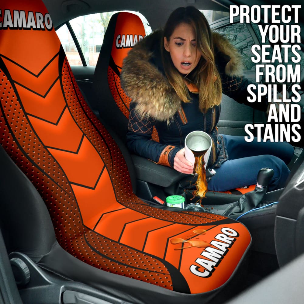 Camaro Hugger Orange Car Seat Covers 210901 - YourCarButBetter