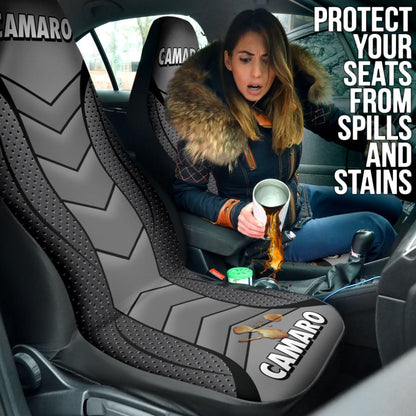 Camaro Silver Car Seat Covers 210901 - YourCarButBetter