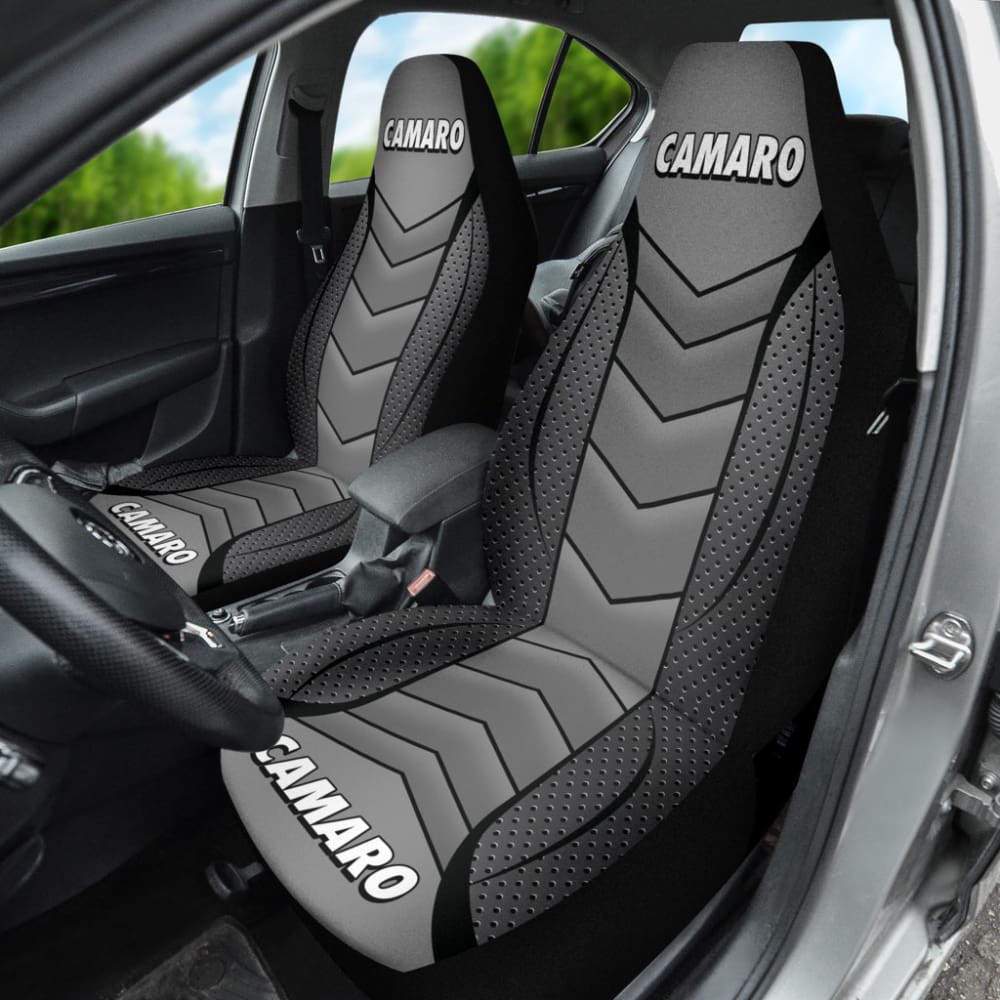 Camaro Silver Car Seat Covers 210901 - YourCarButBetter