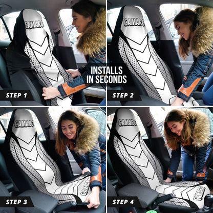 Camaro White Car Seat Covers 210901 - YourCarButBetter