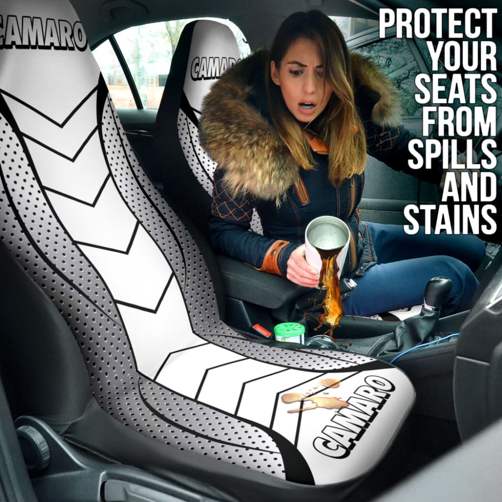 Camaro White Car Seat Covers 210901 - YourCarButBetter
