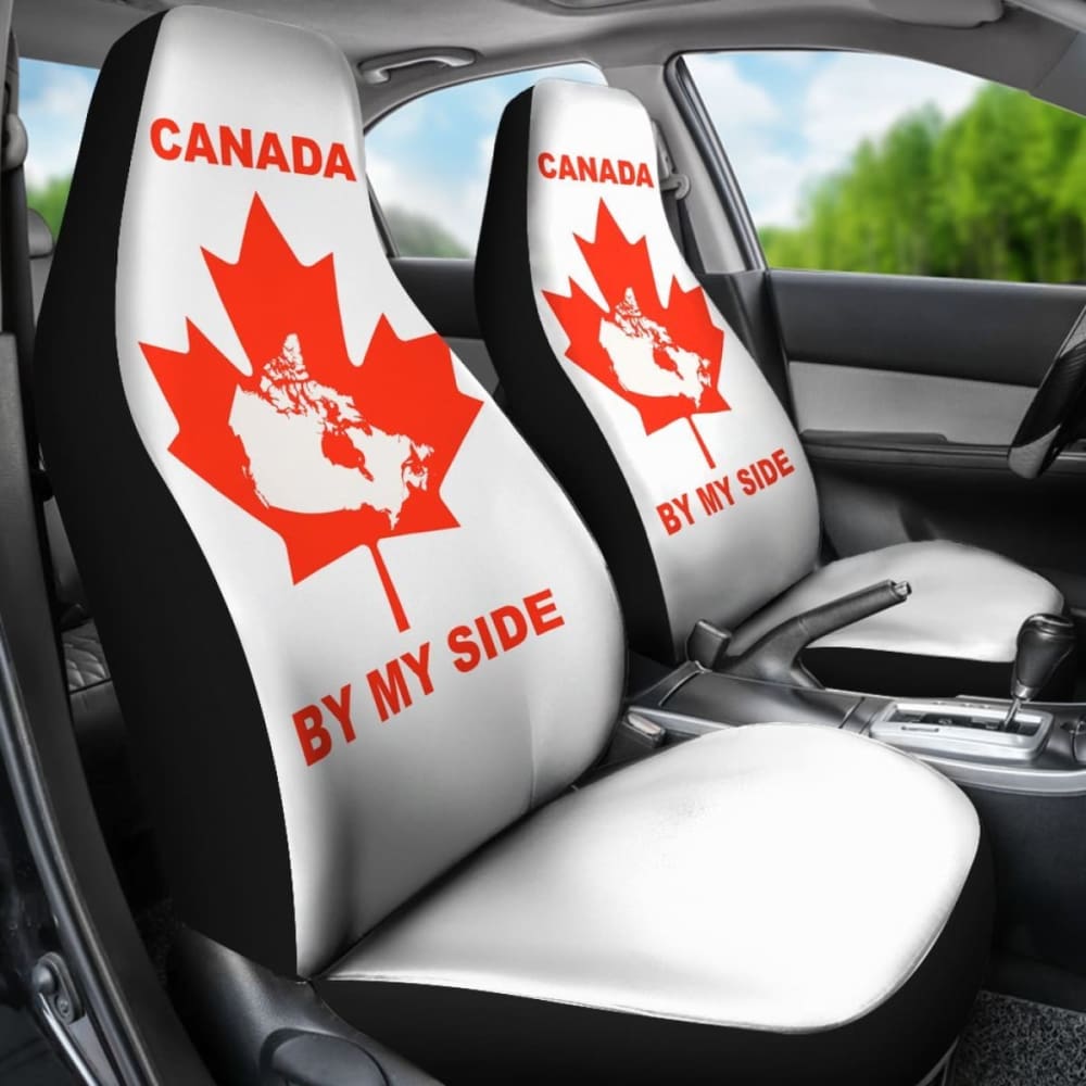 Canada By My Side White Car Seat Covers 550317 - YourCarButBetter