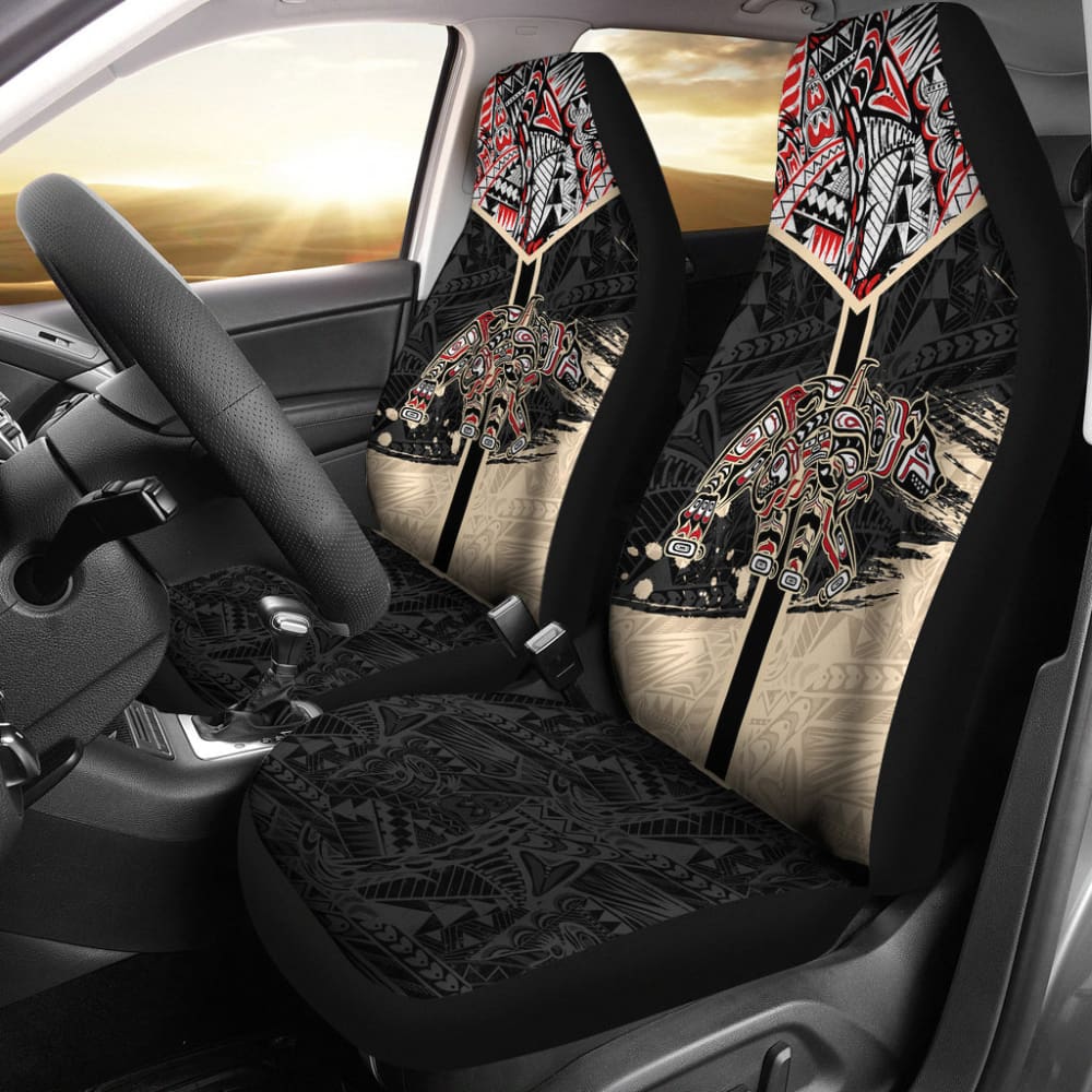 Canada Car Seat Covers Haida Bear: Strength Healing And Power (Black) 550317 - YourCarButBetter