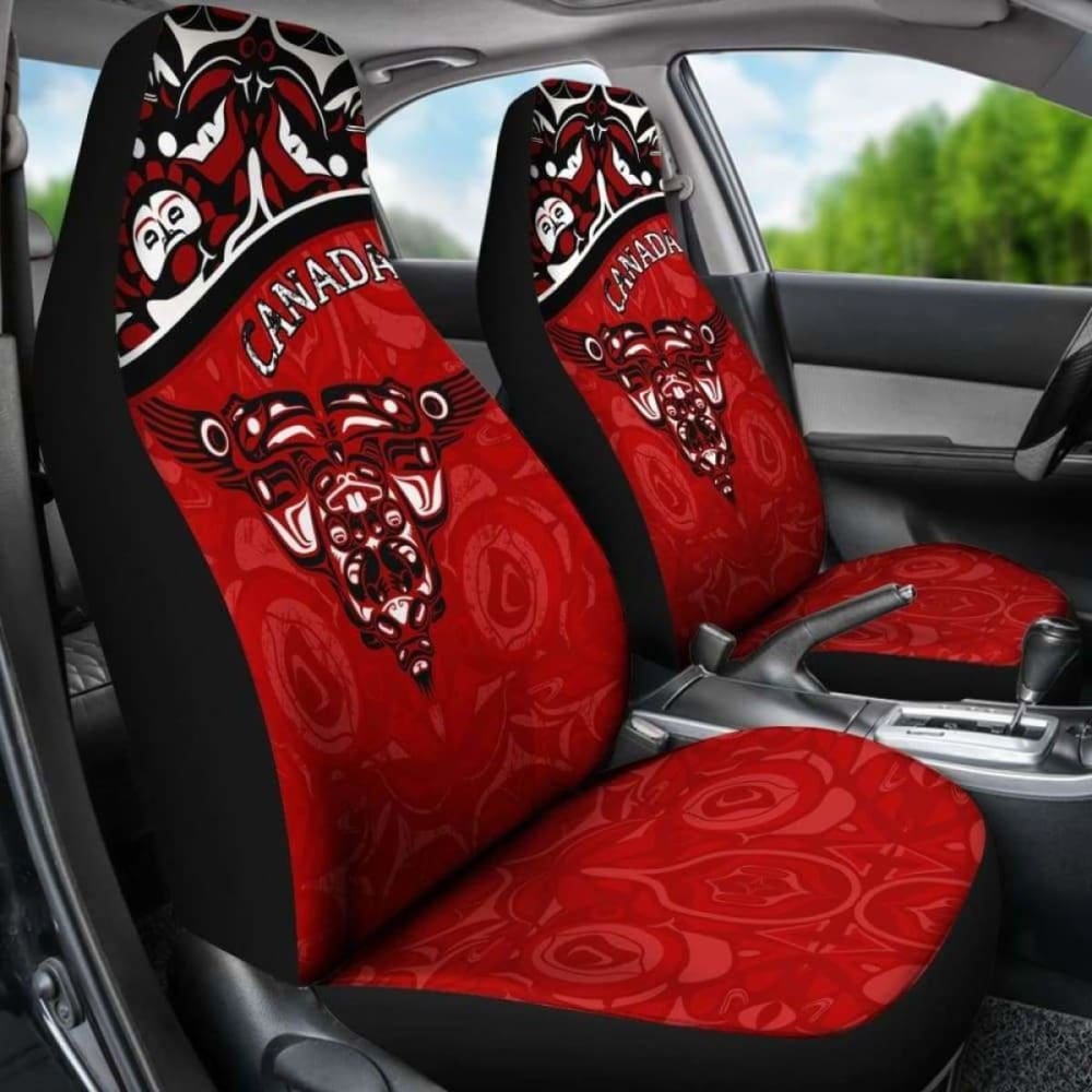 Canada Car Seat Covers - Haida Eagle Style Tattoo (Red) 2 174914 - YourCarButBetter
