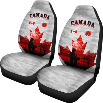 Canada Car Seat Covers Lest We Forget Remembrance Day Poppy 550317 - YourCarButBetter