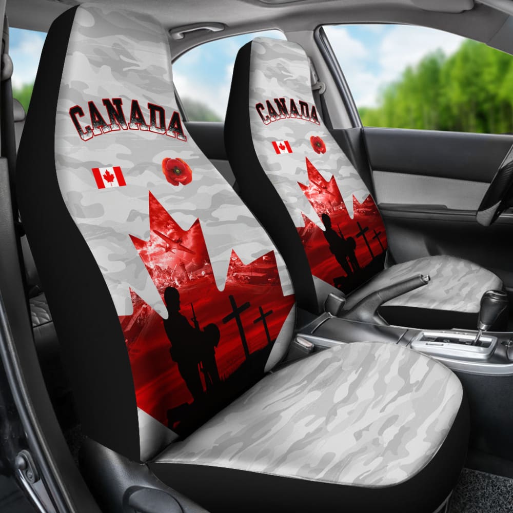 Canada Car Seat Covers Lest We Forget Remembrance Day Poppy 550317 - YourCarButBetter