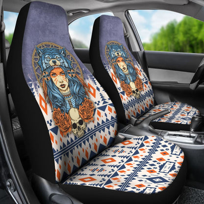 Canada Car Seat Covers Native American Girl With Wolf Headdress 5 550317 - YourCarButBetter