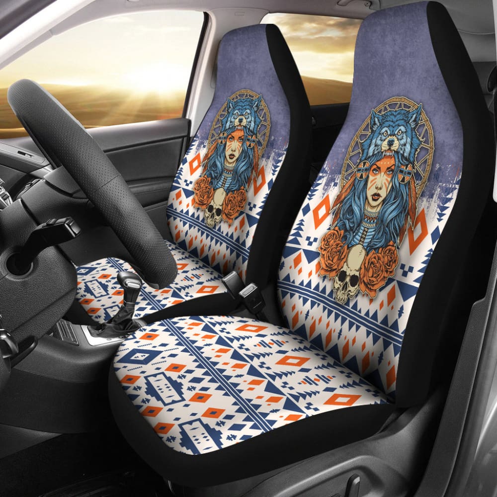 Canada Car Seat Covers Native American Girl With Wolf Headdress 5 550317 - YourCarButBetter