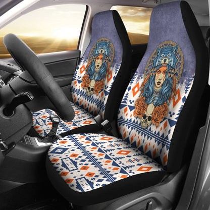 Canada Car Seat Covers Native American Girl With Wolf Headdress 5 550317 - YourCarButBetter