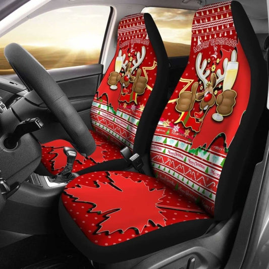 Canada Christmas Moose Car Seat Covers Maple Leaf Version 205017