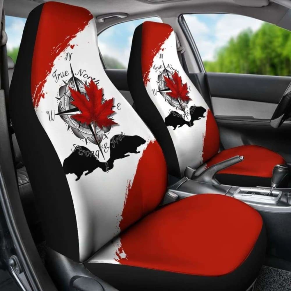 Canada Day True North Strong And Free Maple Leaf Compass Car Seat Covers 2 174914 - YourCarButBetter