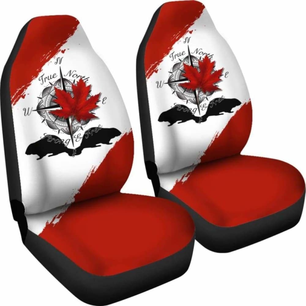 Canada Day True North Strong And Free Maple Leaf Compass Car Seat Covers 2 174914 - YourCarButBetter