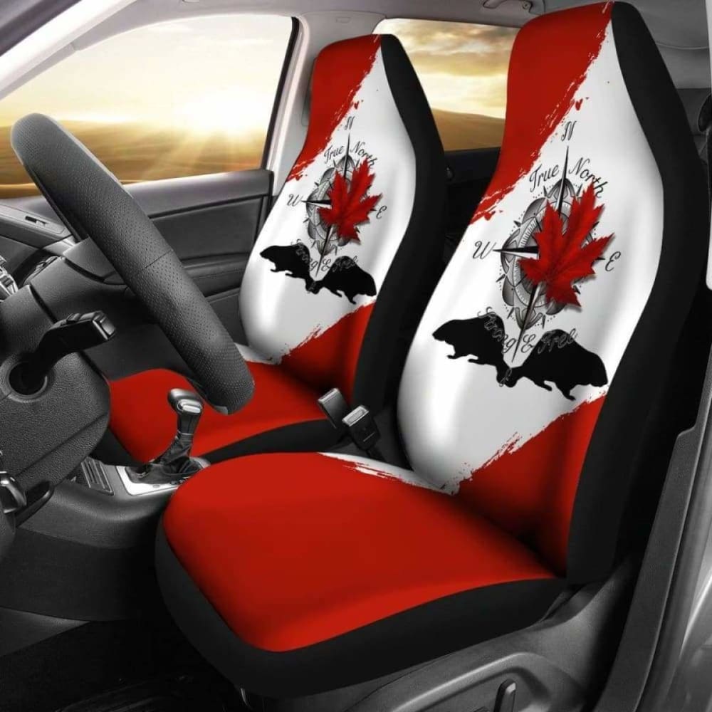 Canada Day True North Strong And Free Maple Leaf Compass Car Seat Covers 2 174914 - YourCarButBetter