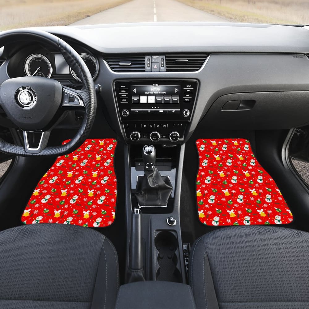 Car Floor Mats Cute Snowman Orange Themed 211903 - YourCarButBetter