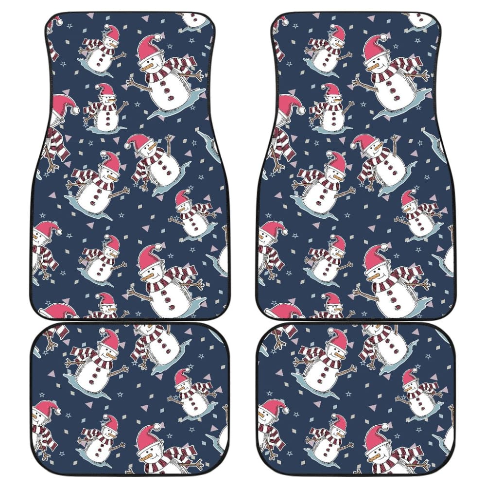Car Floor Mats Cute Snowman Winter Universal Auto Accessories 211903 - YourCarButBetter