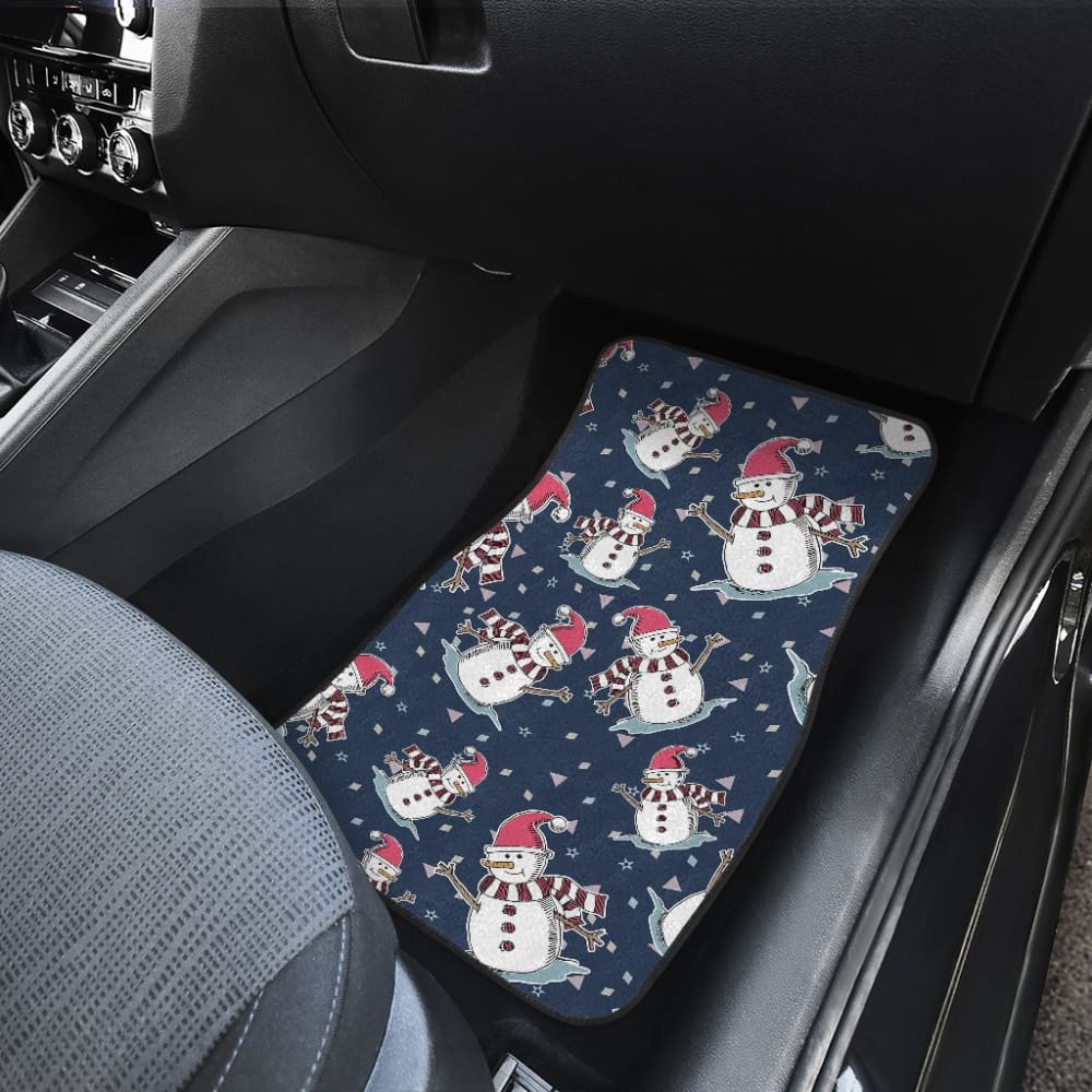 Car Floor Mats Cute Snowman Winter Universal Auto Accessories 211903 - YourCarButBetter
