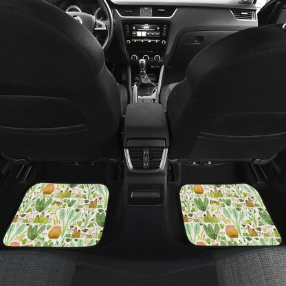 Car Floor Mats Green Flower Succulents and Cactus Doodle Pattern 212601 - YourCarButBetter