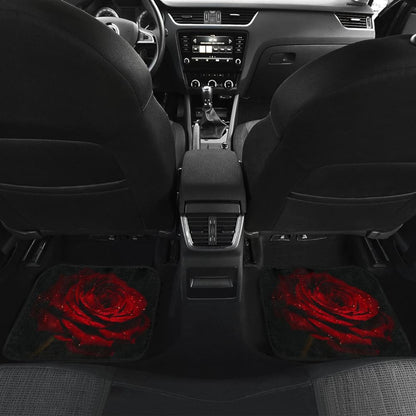 Car Floor Mats Rose Flower on Black Background 210902