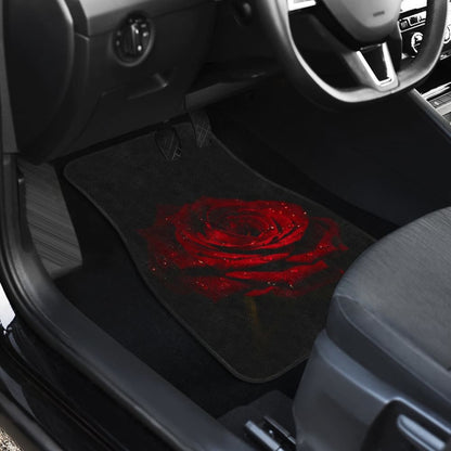 Car Floor Mats Rose Flower on Black Background 210902