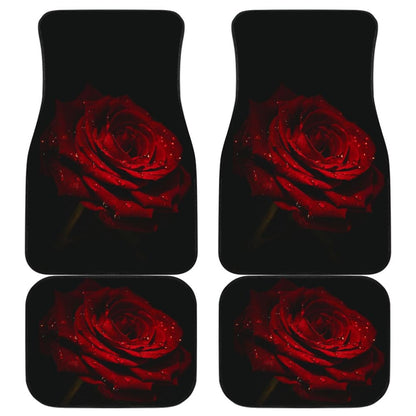 Car Floor Mats Rose Flower on Black Background 210902