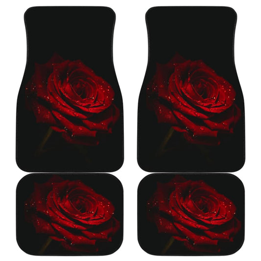 Car Floor Mats Rose Flower on Black Background 210902