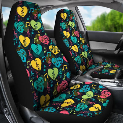 Car Seat Cover Music Hearts Car Seat Covers 101819 - YourCarButBetter