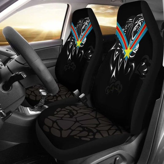 Car Seat Covers Africa - Congo Flag Color With Leopards 092813 - YourCarButBetter