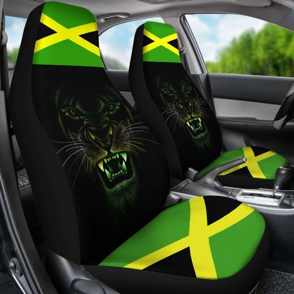 Car Seat Covers Africa - Jamaica Flag Color With Lion - 161012