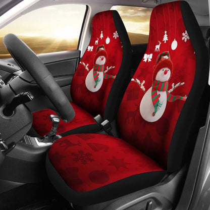 Car Seat Covers Christmas Snowman Auto Accessories 211903 - YourCarButBetter